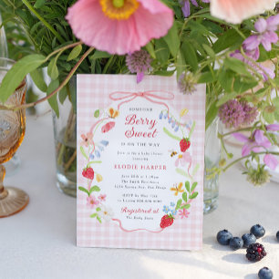 Beere süße Blumen-Strawberry-Baby-Party Einladung