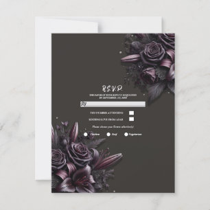 Beere Violett Schwarz Lilie Rose Blumen Hochzeit R Einladung