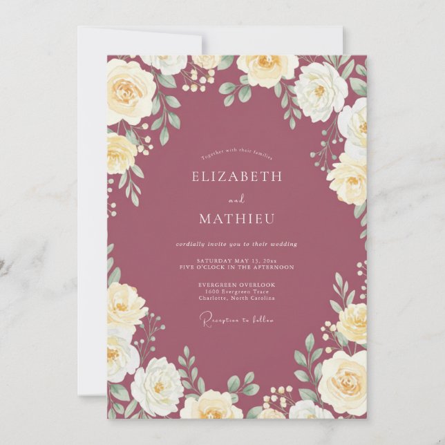 Beeren-Aquarell-Hochzeit Einladung (Vorderseite)