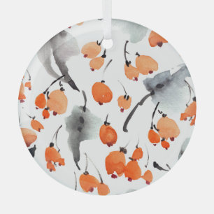 Beeren, Blätter Aquarellfarbe, Farbillustrierung, Ornament Aus Glas