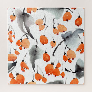 Beeren, Blätter Aquarellfarbe, Farbillustrierung,  Puzzle