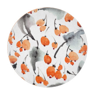 Beeren, Blätter Aquarellfarbe, Farbillustrierung,  Schneidebrett