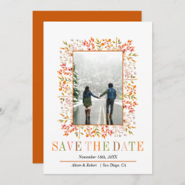 Beeren, Blätter grenzen verbrannte orange Hochzeit Save The Date