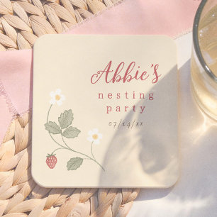 Beeren & Blumen Nesting Party Mädchen Baby Shower Rechteckiger Pappuntersetzer