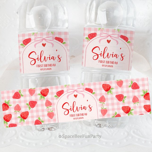 Beeren-Erdbeere Wasserflaschenetikett (berry strawberry water bottle label, strawberry water bottle label, berry party drink label, strawbe)