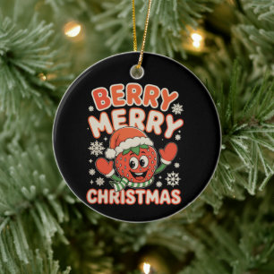 Beeren Frohe Weihnachten Süße Erdbeere Weihnachten Keramik Ornament