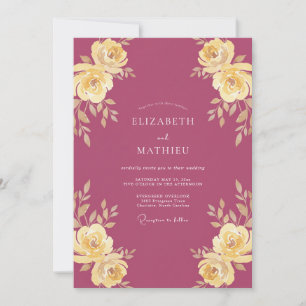 Beeren-Gelbes-Blatt-Hochzeit Einladung