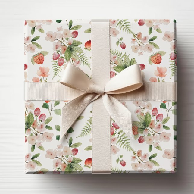 Beeren Geschenkpapier (Watercolor Floral Berries Wrapping Paper by Painted Paperie
)