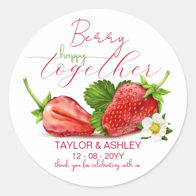 Beeren-glücklich-verheiratet-Hochzeit Runder Aufkleber (Vorderseite)