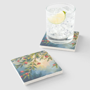 Beeren & Grün   Frohe Weihnachten Steinuntersetzer