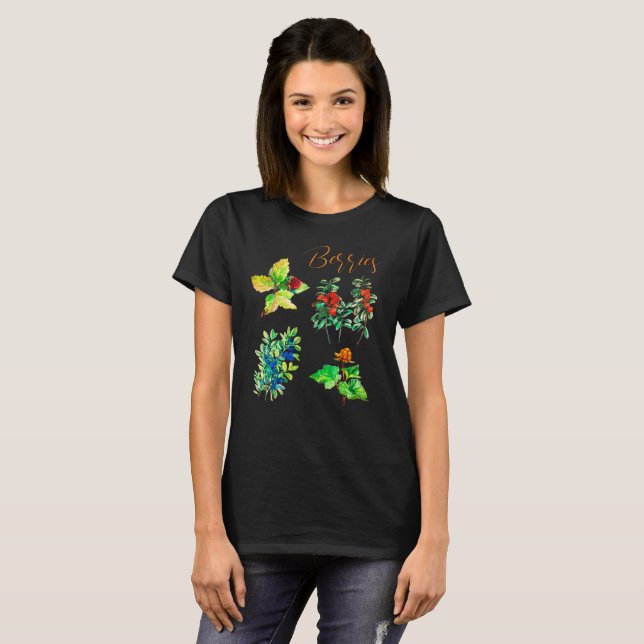 Beeren, Heidelbeere, Beerenbeere, Lingerbeere T-Shirt (Vorne ganz)