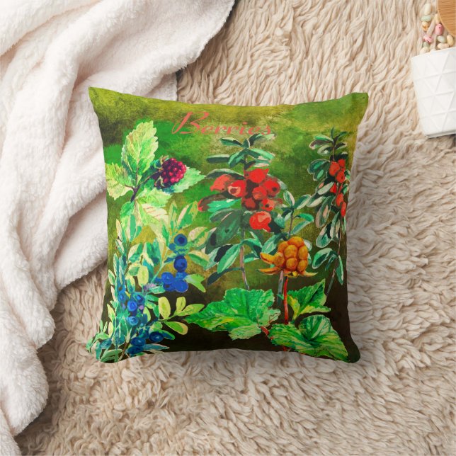 Beeren, Heidelbeere, Beerenbeere, Unterbeerwurf Kissen (Decke)