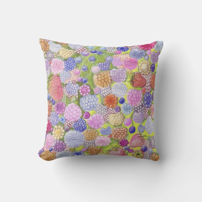 Beeren mit farbigem Bleistift American Mojo Pillow Kissen (Vorderseite)