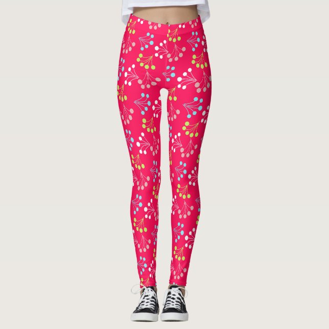 Beeren mit fester Farbe, einfaches Muster, Retro-6 Leggings (Vorderseite)