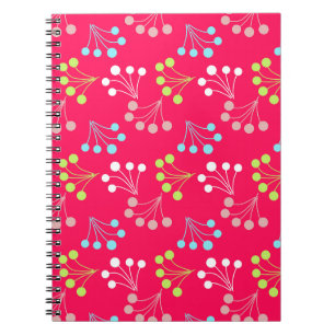 Beeren mit fester Farbe, einfaches Muster, Retro-6 Notizblock