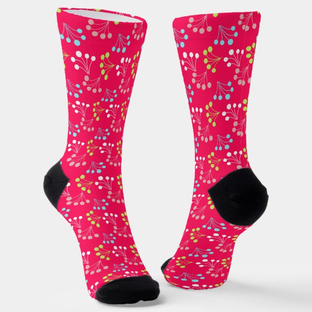 Beeren mit fester Farbe, einfaches Muster, Retro-6 Socken (Gewinkelt)