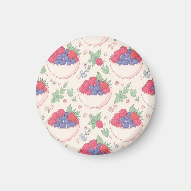 Beeren-Schüssel-Muster Pastell Magnet (Vorne)