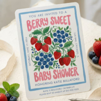 Beeren süße Babyparty-Einladung | Erdbeere Einladung