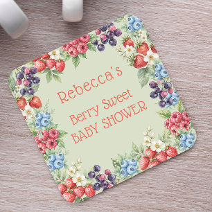 Beeren süße Babyparty Rahmen aus Beeren Rechteckiger Pappuntersetzer