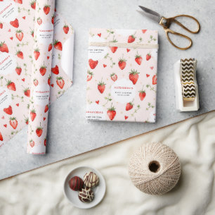 Beeren süße botanische Kunst Rosa Mädchen Baby-Par Geschenkpapier