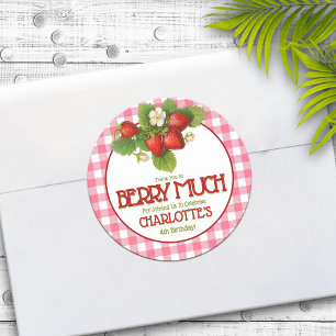 Beeren süße Erdbeer-Geburtstagsfeier Dankeschön Runder Aufkleber