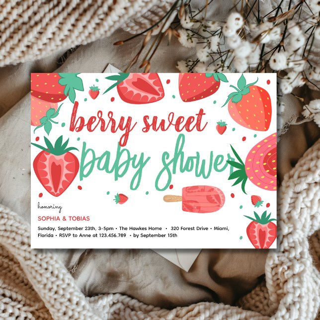 Beeren süße Erdbeerbaby-Party Einladung (Von Creator hochgeladen)