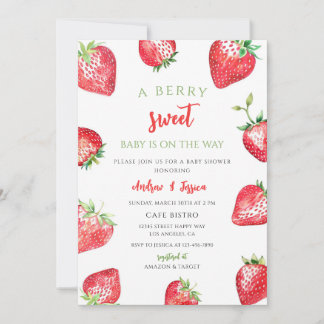 Beeren süße Erdbeeren-Baby-Party Einladung