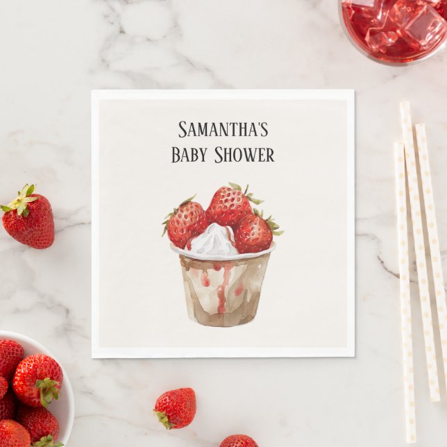 Beeren süße Erdbeeren Baby Shower Serviette (Beispiel)