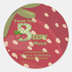 Beeren süße Erdbeeren Geburtstag Runder Aufkleber