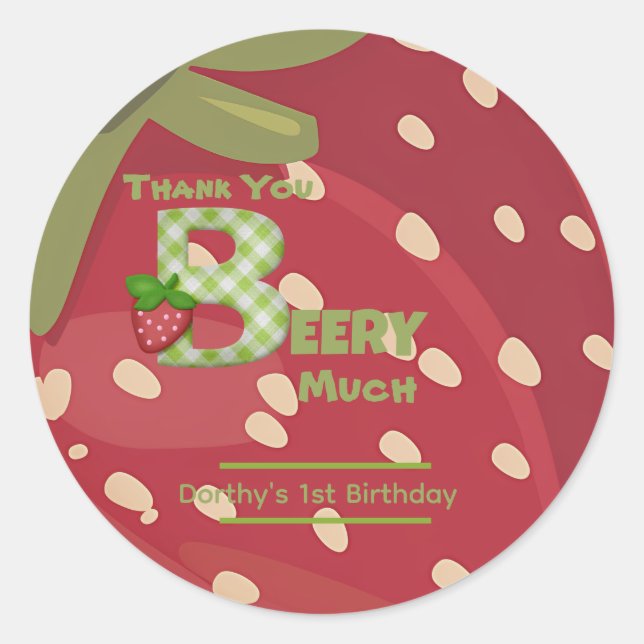 Beeren süße Erdbeeren Geburtstag Runder Aufkleber (Vorderseite)
