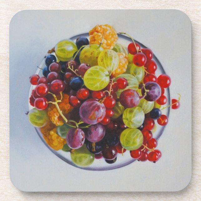 Beeren - Überrealistisches Fruchtleben Getränkeuntersetzer (Vorderseite)