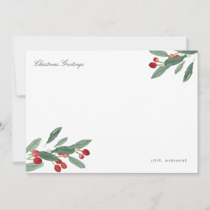 Beeren und Blätter im Aquarell Personalisiert Urla Mitteilungskarte