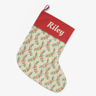 Beeren und Blätter im Wasserfarbenbereich Großer Weihnachtsstrumpf