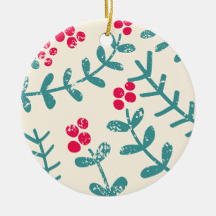 Beeren und Blätter Keramik Ornament