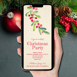 Beeren und Blätter Weihnachten Einladung