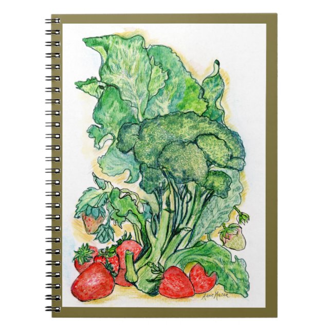 Beeren und Broccoli Notizblock (Vorderseite)
