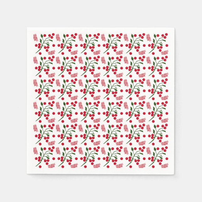 Beeren- und Farnmuster Serviette (Vorderseite)