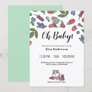 Beeren und Guinea Schweineprint Einladung