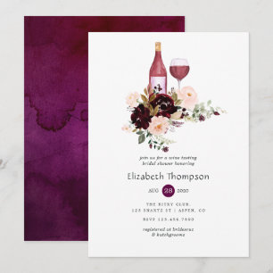 Beeren- und Rosé-Blumen-Weinverkostung-Brautabschi Einladung