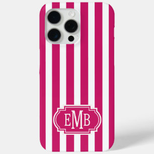 Beeren- und weiße monogrammstreifen Case-Mate iPhone hülle