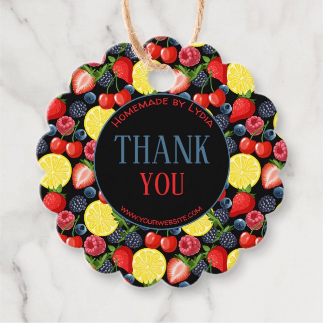 Beeren- und Zitrus-Danke-Tag  Geschenkanhänger (Vorderseite)