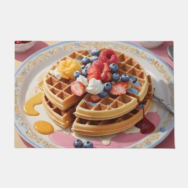 Beeren-Waffel-Frühstücksteller Fußmatte (Vorderseite)