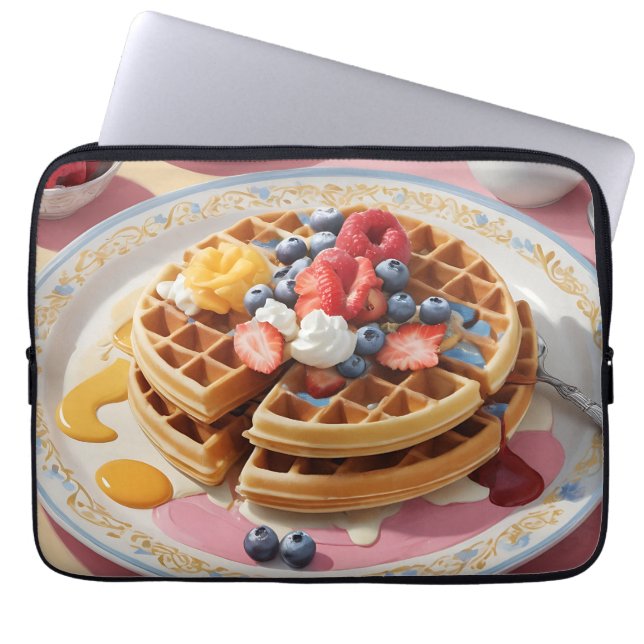 Beeren-Waffel-Frühstücksteller Laptopschutzhülle (Vorderseite)