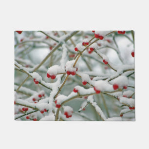 Beeren-Winter-Szene Snowy rote Fußmatte