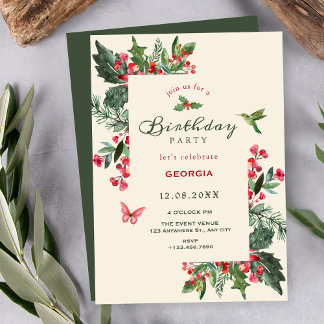 Beeren Zweig floral Geburtstag Einladung