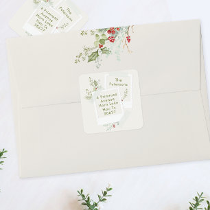 Beerencreme botanische Weihnachtsfeiertagen Quadratischer Aufkleber