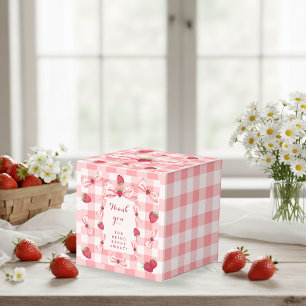 Beerenerstes Geburtstags-Rot Gingham-Schleifen Qua Geschenkschachtel