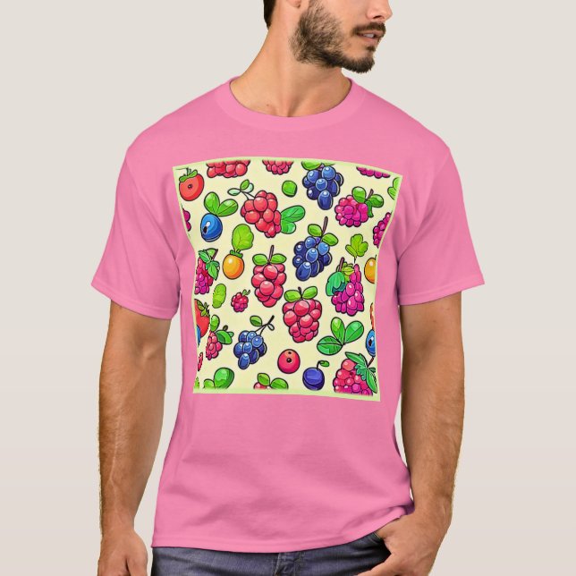 Beerenfrucht-Musterdesign T-Shirt (Vorderseite)