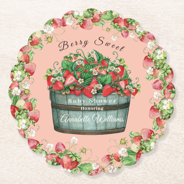 Beerenküche Babydusche Einladung Untersetzer (Vorderseite)