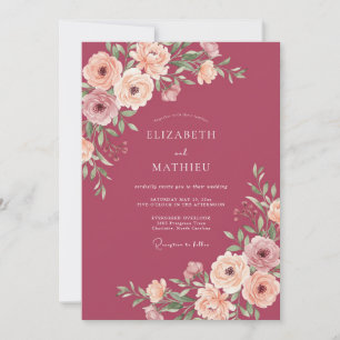 Beerenreicher Romantischer Hochzeit Einladung